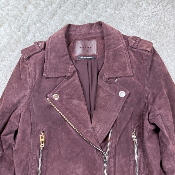 Blank NYC Suede Moto Jacket Women's Medium Plum Purple Biker Leather Grunge - Picture 4 of 9
